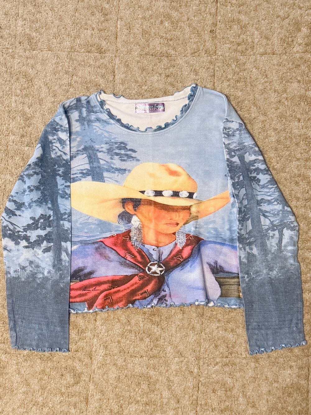 Girls Blue Cowgirl Crop Top